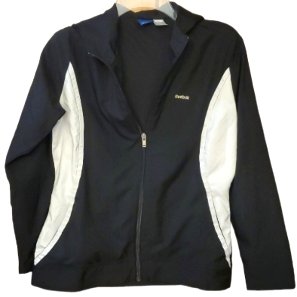 Reebok Womans Lightweight Black and White Hoodie Jacket Size Small
